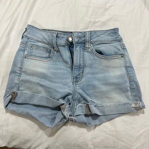 American Eagle High Waisted Jean Shorts, light wash,  size: 2